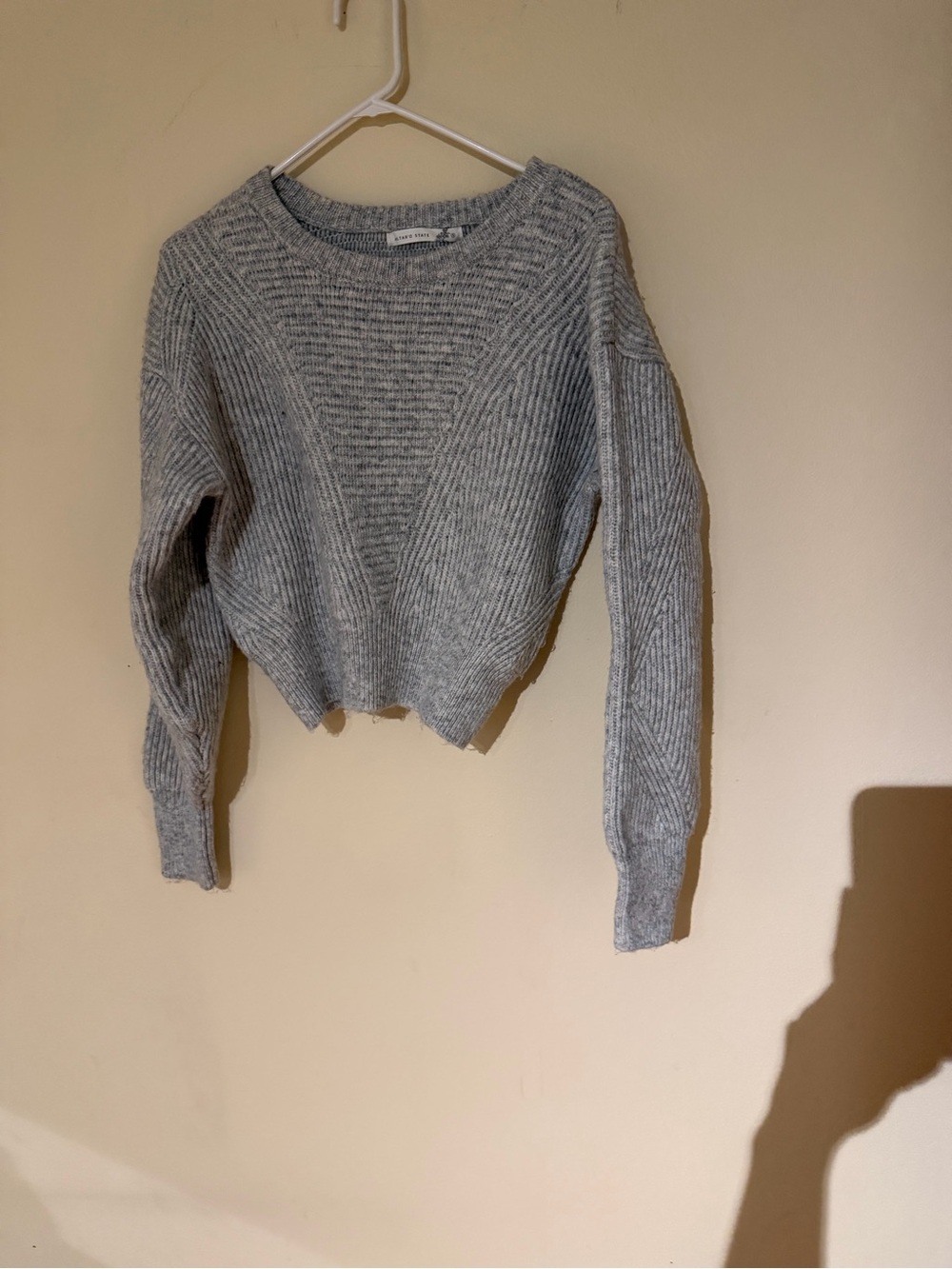 Altar'd State Light Gray Ribbed Crewneck Sweater
